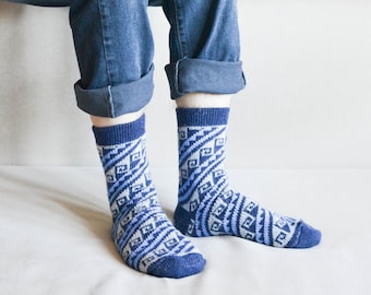 Men's Hand Knitted Wool Socks Thick Large Size L 9-12 Organic Wool Therapeutical socks for men Warm Cozy Socks Chunky Winter Socks