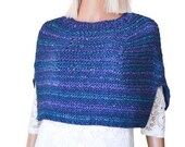 Womens cape poncho Knitted capelet Navy Stripped Shoulder cover ups