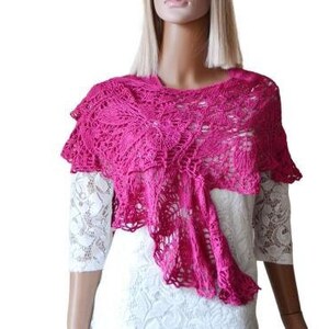 Hand knitted Shawl Silk Lace shawl for women Shawlette Medieval wedding shawl Hand knit shawl Pink Prayer shawl Christmas Gift for Mother Bild 2