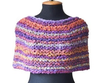 Women poncho sweater Knitted Capelet Colorful stripped poncho Shoulder wrap shawl Valentines Day Gift for girlfriend