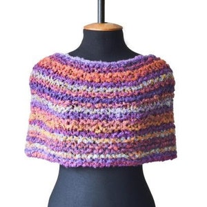 Women poncho sweater Knitted Capelet Colorful stripped poncho Shoulder wrap shawl Mothers Day Gift for girlfriend image 1