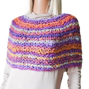 Women poncho sweater Knitted Capelet Colorful stripped poncho Shoulder wrap shawl Mothers Day Gift for girlfriend image 3