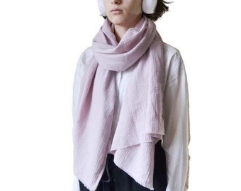 Mauve pink organic cotton gauze scarf Long scarf Women scarf Spring scarf Medium cotton muslin scarf Easter gift for her