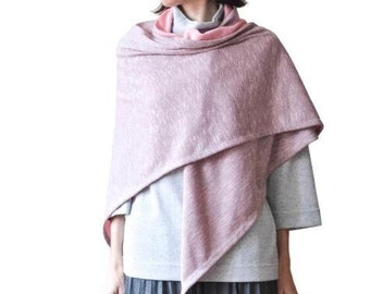 Pink cotton shawl for women Valentines day gift Triangle shawl Jersey Shawls and wraps Travel gift for women Gift for Lady