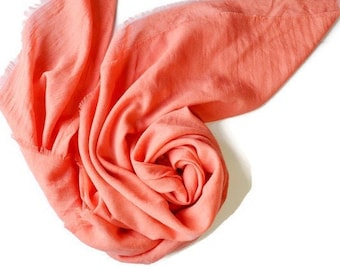 Burnt orange scarf Triangle Womens Shawl Coral Organic Cotton Scarf Valentines Day Gift