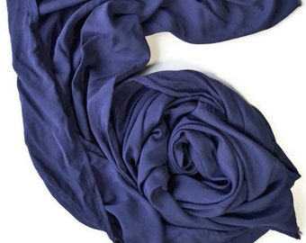 Blue Lightweight scarf Organic cotton scarf Vegan scarf Gift for yogi Sustainable gift Head scarf
