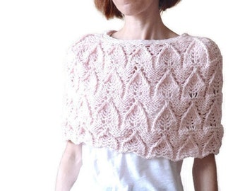 Blush pink Capelet Bridal Cover up Bridal shrug Shoulder wrap Wedding poncho Lace capelet Shoulder wrap