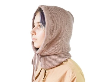 Knit Balaclava Hooded Scarf Cowl Hiking Hood Outdoor gift for Girlfriend