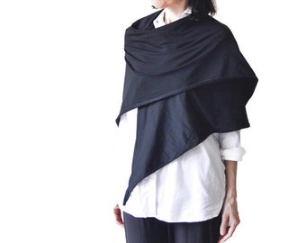 XXL Medieval shawl Black cotton shawl Triangle Black shawl wrap Women Neck scarf ladies Gift