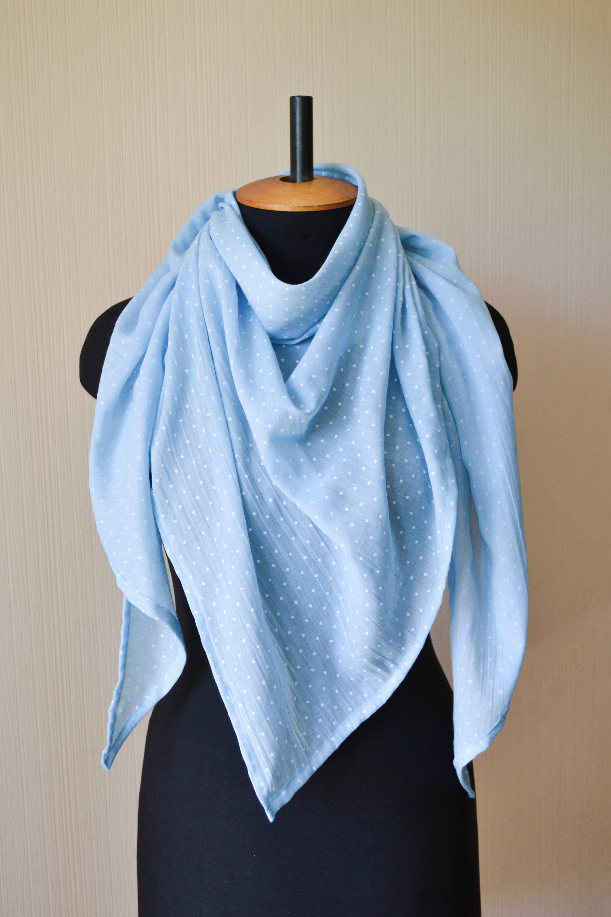 Light blue cotton scarf shawl Lightweight cotton women scarf Etsy