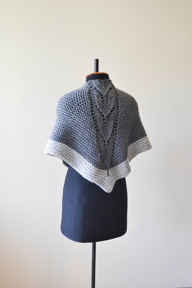 Hand knit shawl Chunky knit shawl Gray knitted shawl Womens Etsy