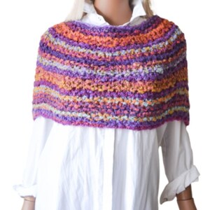 Women poncho sweater Knitted Capelet Colorful stripped poncho Shoulder wrap shawl Mothers Day Gift for girlfriend image 6