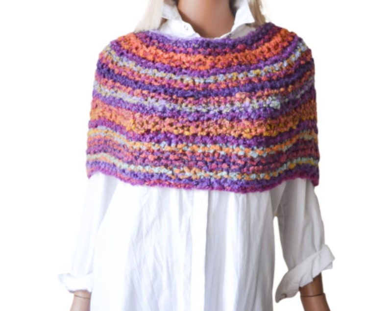 Women poncho sweater Knitted Capelet Colorful stripped poncho Shoulder wrap shawl Mothers Day Gift for girlfriend image 6