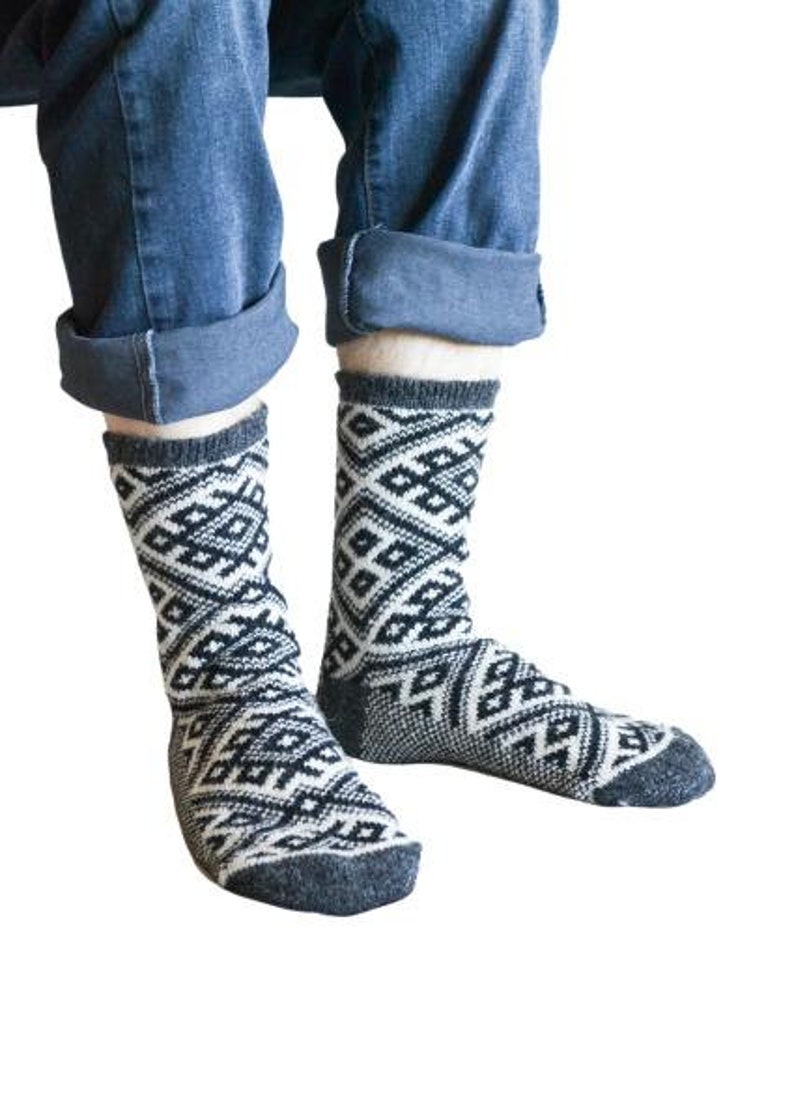 Handknit wool socks black Therapeutic socks Chunky bed socks Plus size 9-12 socks Christmas socks Warm Gift for him image 5