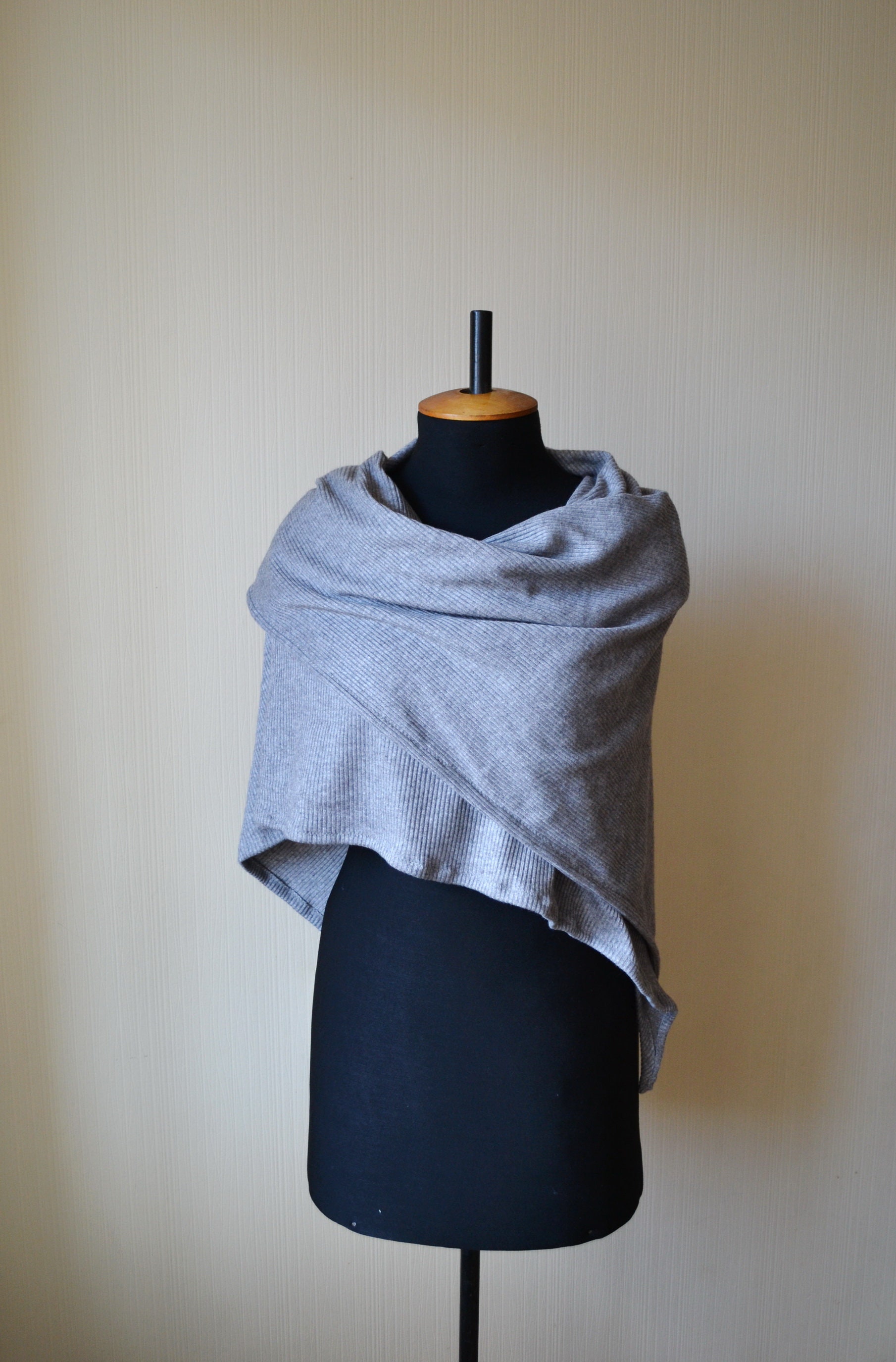 Cotton Jersey Shawl Wrap Grey Shawl for Women Sustainable | Etsy