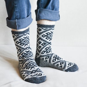 Handknit wool socks black Therapeutic socks Chunky bed socks Plus size 9-12 socks Christmas socks Warm Gift for him image 10