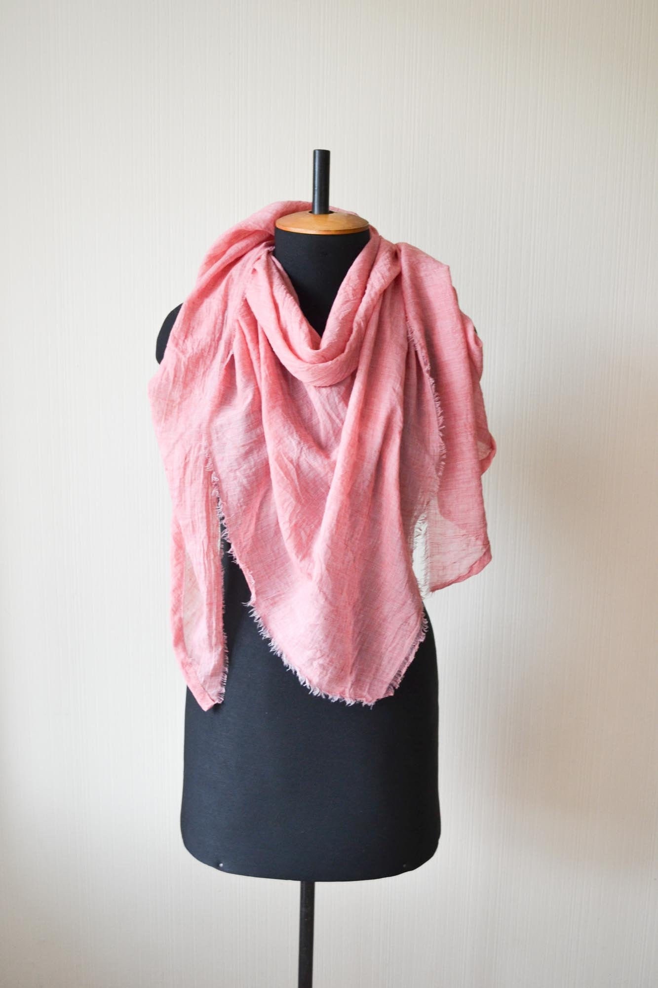 Pink cotton wrap shawl Womens scarves and wraps Organic cotton Etsy