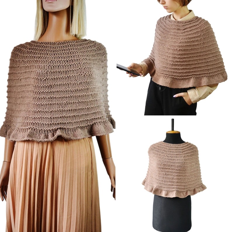 Easy Poncho Capelet Pdf Knitting Pattern For Beginner Shoulder Warmer Pdf Highlander Celtic Capelet Cape Wrap Digital Download image 8