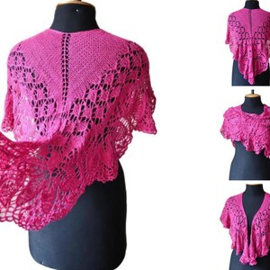 Hand knitted Shawl Silk Lace shawl for women Shawlette Medieval wedding shawl Hand knit shawl Pink Prayer shawl Christmas Gift for Mother Bild 7