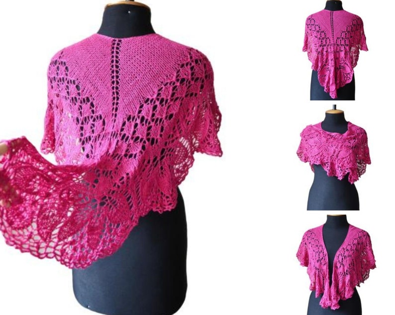 Hand knitted Shawl Silk Lace shawl for women Shawlette Medieval wedding shawl Hand knit shawl Pink Prayer shawl Christmas Gift for Mother Bild 7