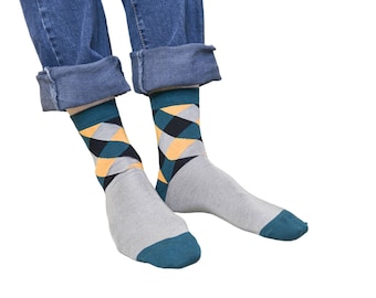 Dress socks Green Beige Organic Cotton socks for men Light Breathable socks Size US 9-12