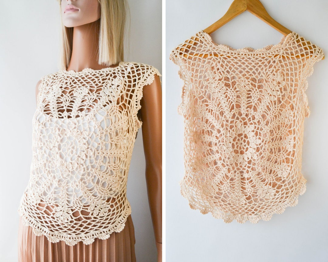 Summer Lace Crochet Tank Top for Women Vintage 2000's Etsy