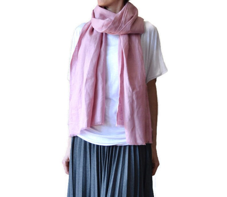 pink linen scarf
