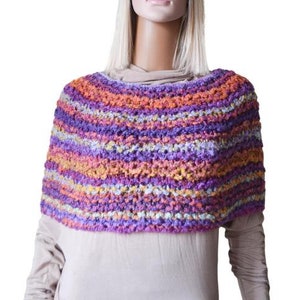 Women poncho sweater Knitted Capelet Colorful stripped poncho Shoulder wrap shawl Mothers Day Gift for girlfriend image 5