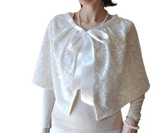 Bridal cover up Bridal cape women Shrug Bridal wrap Wedding cape Lace wedding shawl