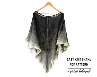Easy Knitted Ruffled Shawl Pattern: Beginner DIY (PDF Pattern)