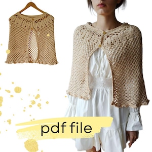 Crochet Mesh Cape Pattern PDF Easy Crochet Capelet Poncho Shawl Crochet Pattern Instant Download