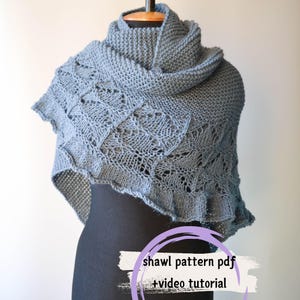 Knitted Triangle Shawl Pattern: Ruffled Lace Border (PDF Download)