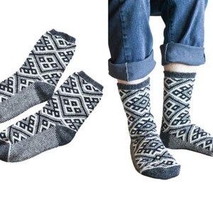 Handknit wool socks black Therapeutic socks Chunky bed socks Plus size 9-12 socks Christmas socks Warm Gift for him image 7