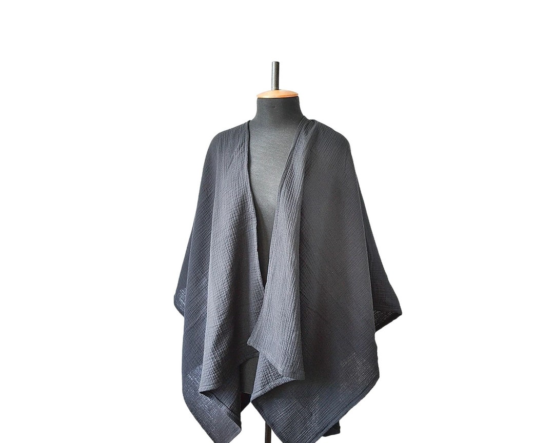 Black Ruana Warm Lightweight Wrap for Women Medieval Cape Poncho Shawl ...