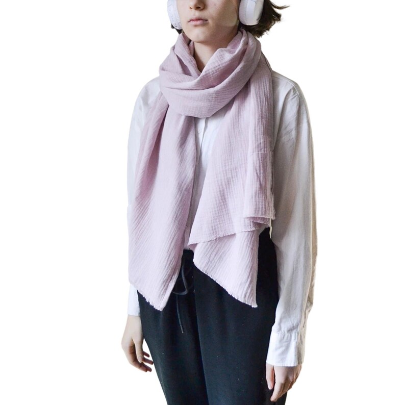 Mauve pink organic cotton gauze scarf Long scarf Women scarf Spring scarf Medium cotton muslin scarf Spring Gift for Women image 1
