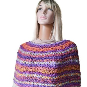 Women poncho sweater Knitted Capelet Colorful stripped poncho Shoulder wrap shawl Mothers Day Gift for girlfriend image 4