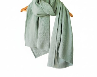 Organic Cotton Gauze Scarf: Lightweight 2 Layered Wrap, Sun Protection