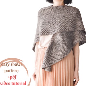 Easy Shawl Pdf Knitting Pattern For Beginner Textured Chunky Shawl Pdf Highlander Triangle Shawl Wrap Digital Download