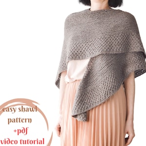 Easy Shawl Pdf Knitting Pattern For Beginner Textured Chunky Shawl Pdf Highlander Triangle Shawl Wrap Digital Download