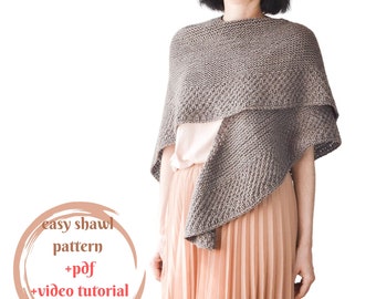 Easy Shawl Pdf Knitting Pattern For Beginner Textured Chunky Shawl Pdf Highlander Triangle Shawl Wrap Digital Download