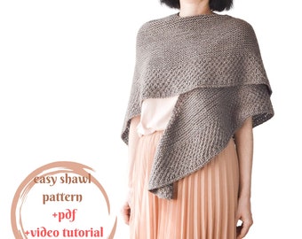 Facile châle Pdf tricot modèle pour débutant texturé Chunky châle Pdf Highlander Triangle châle Wrap téléchargement numérique