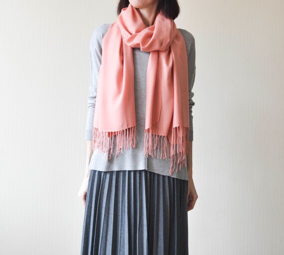 coral cashmere scarf