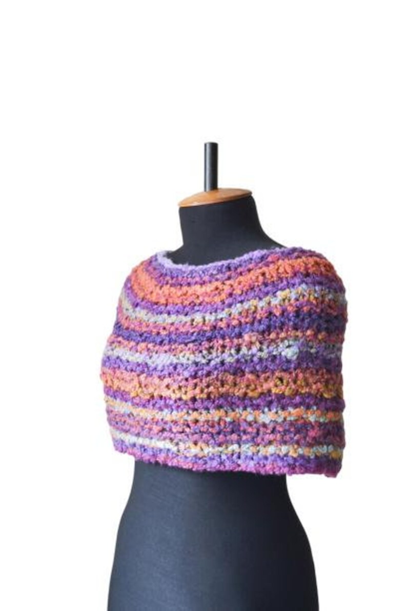 Women poncho sweater Knitted Capelet Colorful stripped poncho Shoulder wrap shawl Mothers Day Gift for girlfriend image 7