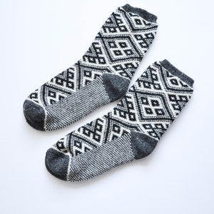 Handknit wool socks black Therapeutic socks Chunky bed socks Plus size 9-12 socks Christmas socks Warm Gift for him image 8