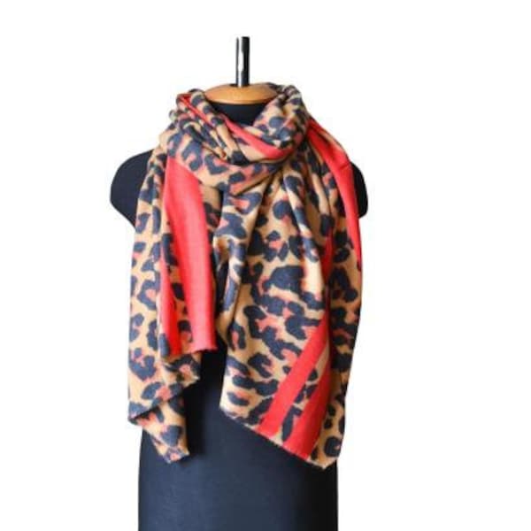 Leopard print scarf Animal print scarf Super soft Neck scarf for woman Fleece scarf Ladies Scarf