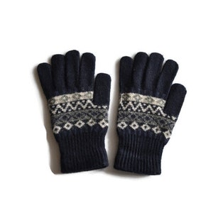 Full finger gloves knit Fair isle patterned gloves Winter knit gloves Acrylic arm warmers Birthday Gift for her image 5