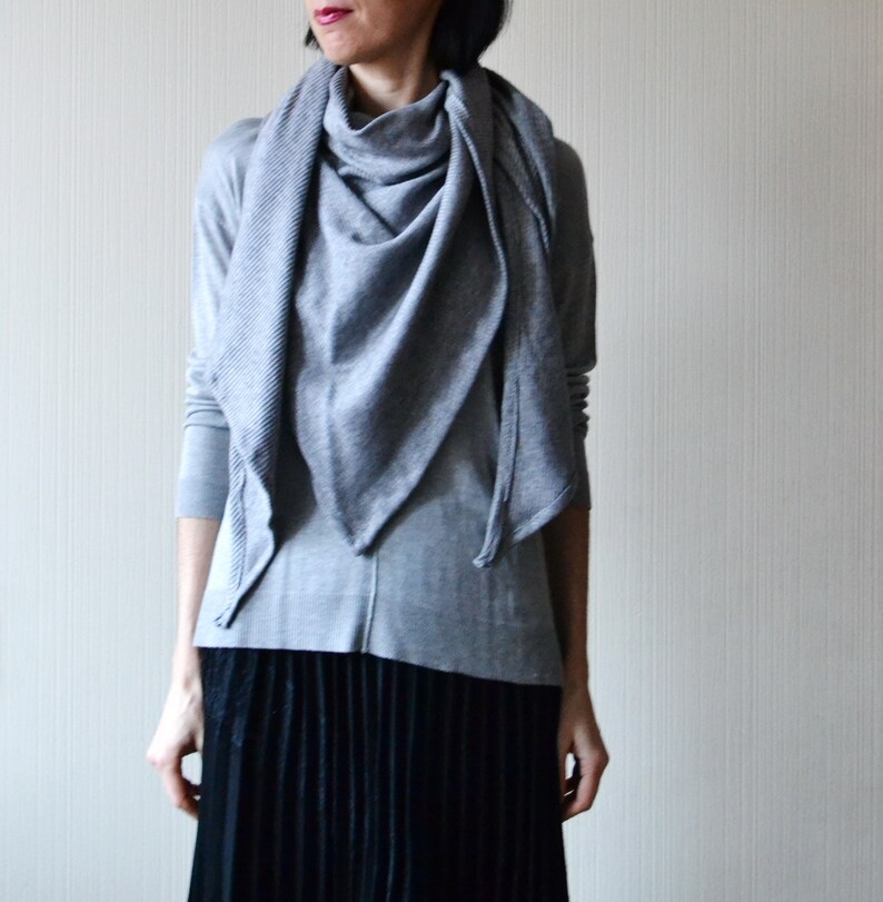 Cotton jersey scarf Grey shawl Travel scarf Cotton shawl Women Etsy
