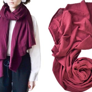 Mauve pink organic cotton gauze scarf Long scarf Women scarf Spring scarf Medium cotton muslin scarf Spring Gift for Women brown