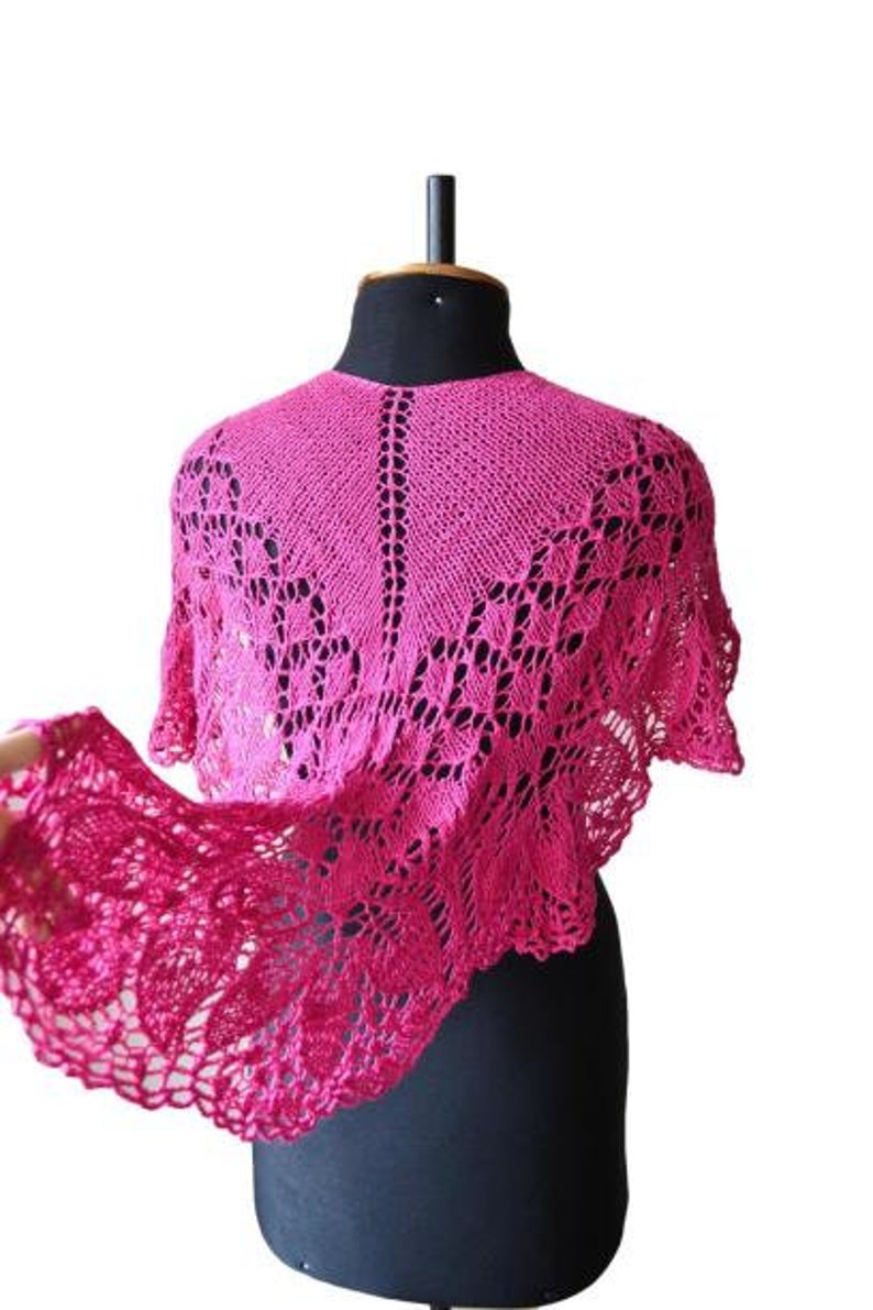 Hand knitted Shawl Silk Lace shawl for women Shawlette Medieval wedding shawl Hand knit shawl Pink Prayer shawl Christmas Gift for Mother Bild 8