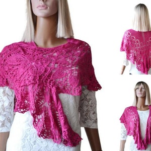 Hand knitted Shawl Silk Lace shawl for women Shawlette Medieval wedding shawl Hand knit shawl Pink Prayer shawl Christmas Gift for Mother Bild 5